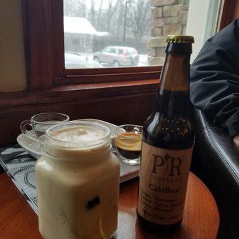 Pour Richard's Distillery - Nitro latte and cold brew to go. Double espresso with seltzer in the background. - Cafes Near Me - Devon, Pennsylvania