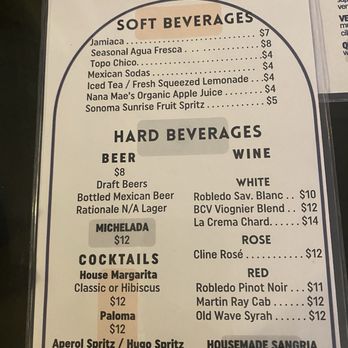 Sonoma Eats - Soft and hard beverage menu - Mexican Near Me - Sonoma, California Sonoma Eats - Soft and hard beverage menu - Mexican Near Me - Sonoma, California
