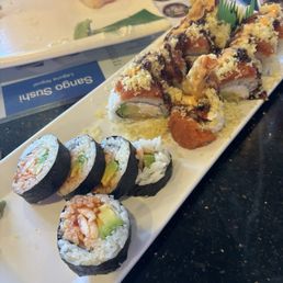 Spicy shrimp and Avocado roll and Hot Night roll