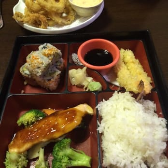 Tokyo Cafe - Salmon dinner box. It's light and delicious with extra 2 shrimps - Japanese Near Me - Santa Fe, New Mexico Tokyo Cafe - Salmon dinner box. It's light and delicious with extra 2 shrimps - Japanese Near Me - Santa Fe, New Mexico