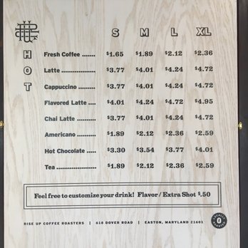 Rise Up Coffee - Hot drinks menu - Coffee & Tea Near Me - Salisbury, Maryland