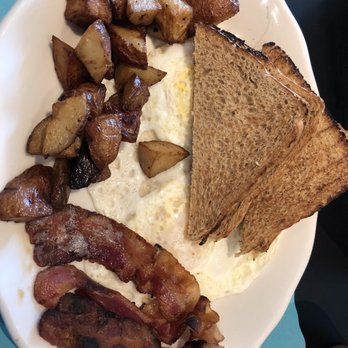 33 All American Diner - Two eggs over medium with bacon, home fries, and wheat toast. - Diners Near Me - Ashland, Massachusetts