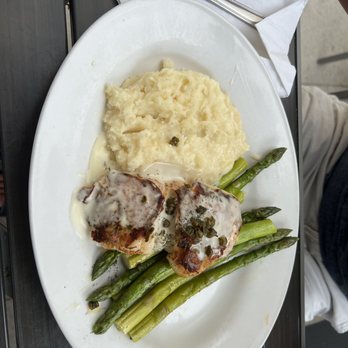 Fish City Grill - Shrimp & Crab Stuffed Flounder with mashed potatoes and asparagus - Seafood Near Me - Richardson, Texas Fish City Grill - Shrimp & Crab Stuffed Flounder with mashed potatoes and asparagus - Seafood Near Me - Richardson, Texas