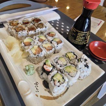 Noodles Plus - Top to bottom: shrimp tempura, salmon avocado, California roll - Taiwanese Near Me - Edison, New Jersey