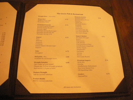Menu photo 2 The Grove Pub & Restaurant Winnipeg, MB