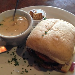 Mikey's Neighborhood Bar & Grill - The pepperjack burger at Mikey's is a perfect fit for my burger craving. I hold the fries and have their soup.