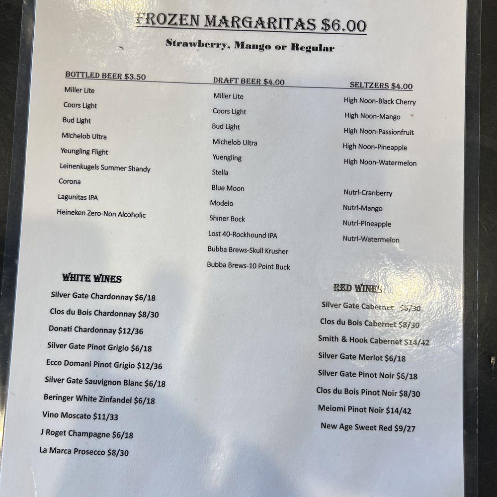 Sunset Grill - Wine and beer menu. They have a full bar as well - Seafood Near Me - Hot Springs Village, Arkansas Sunset Grill - Wine and beer menu. They have a full bar as well - Seafood Near Me - Hot Springs Village, Arkansas