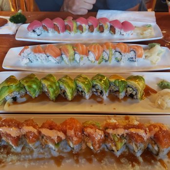 Tora Sushi Lounge - Can't remember the top two. 3rd is a caterpillar roll and 4th is a firecracker roll. - Sushi Bars Near Me - Seaside, Oregon