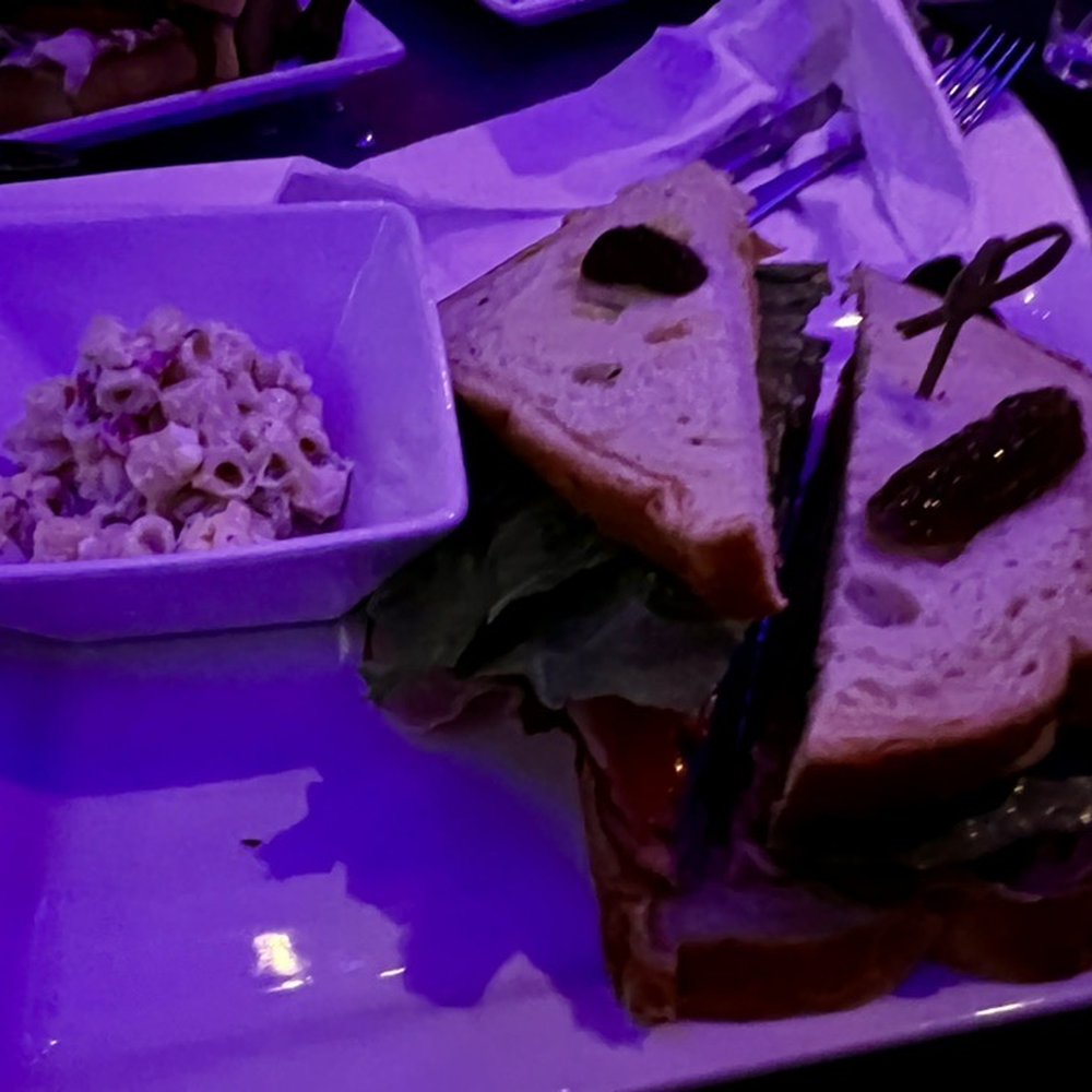 PS Air - Ham Christo with Macaroni Salad. Don't let the jalapeño bread deter you - this is a sweet, delicious sandwich. - Cocktail Bars Near Me - Palm Springs, California PS Air - Ham Christo with Macaroni Salad. Don't let the jalapeño bread deter you - this is a sweet, delicious sandwich. - Cocktail Bars Near Me - Palm Springs, California