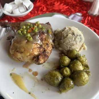 St Johns Rivership Company - Half chicken w Brussels and garlic mashed - Boat Tours Near Me - Sanford, Florida St Johns Rivership Company - Half chicken w Brussels and garlic mashed - Boat Tours Near Me - Sanford, Florida