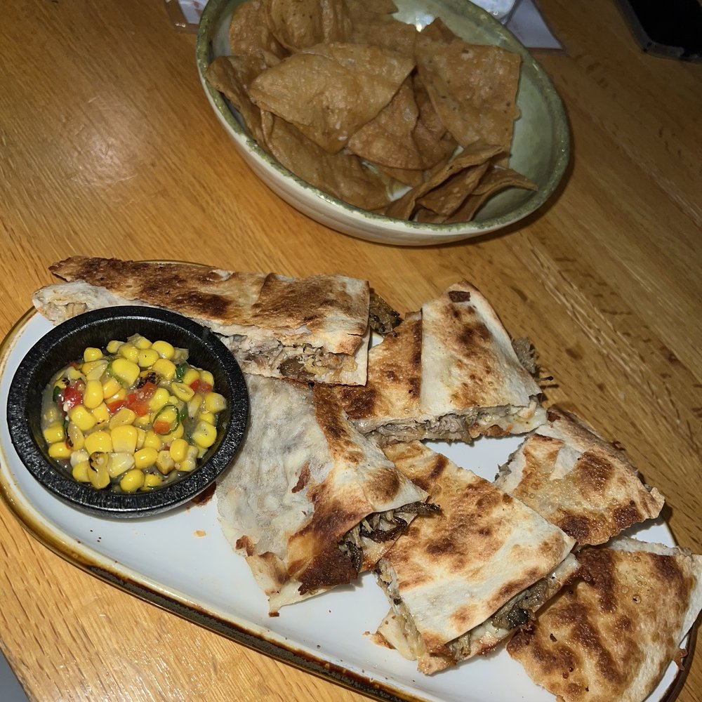 Chips, Smoked Pork Quesadilla, Mkt Corn Salsa