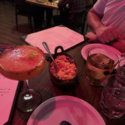 Passionfruit cocktail, Old Fashioned, Elote Passionfruit cocktail, Old Fashioned, Elote
