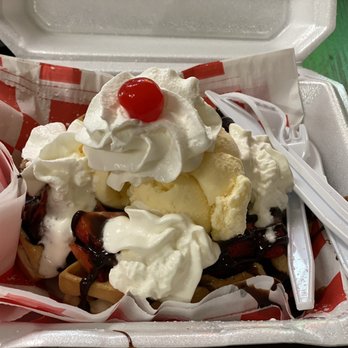 Village Ice Cream & Candy - #3 waffle with Nutella and strawberries - Candy Stores Near Me - Emerald Isle, North Carolina Village Ice Cream & Candy - #3 waffle with Nutella and strawberries - Candy Stores Near Me - Emerald Isle, North Carolina