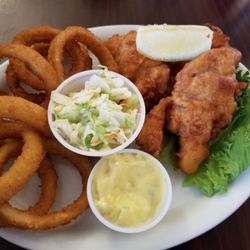 Perham Hall at The Old Warehouse - Fish n' chips ( I opted for onion rings.)