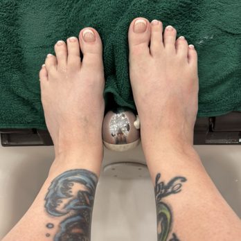 Pinky Nails & Spa - French tip gel manicure, # 2, deluxe package. - Nail Salons Near Me - Glendale, Arizona