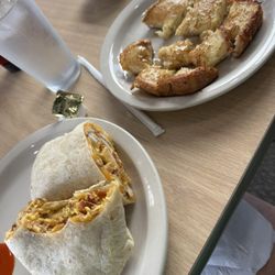 Breakfast burrito with French toast