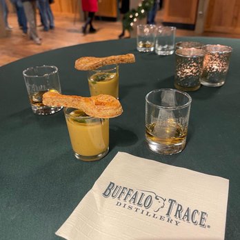 Buffalo Trace Distillery - Second tasting was a warm bisque with a cheese spoon and Buffalo Trace signature bourbon. - Distilleries Near Me - Frankfort, Kentucky