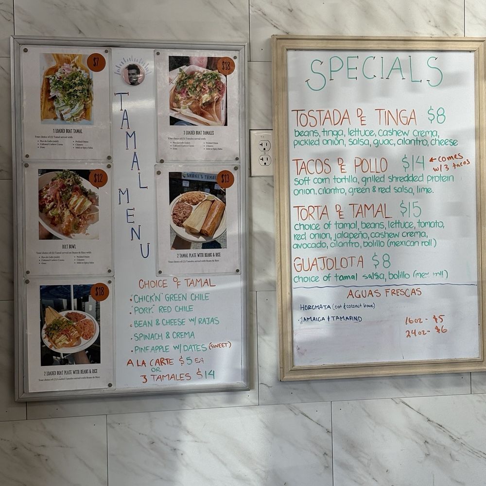 Shane’s Tamales - Menu inside restaurant - Pop-Up Restaurants Near Me - Garden Grove, California Shane’s Tamales - Menu inside restaurant - Pop-Up Restaurants Near Me - Garden Grove, California