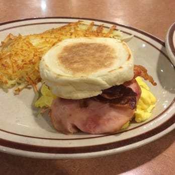 Denny's - Egg sandwich with ham and bacon and a side of hashbrowns; only $4! - Diners Near Me - Ontario, California Denny's - Egg sandwich with ham and bacon and a side of hashbrowns; only $4! - Diners Near Me - Ontario, California
