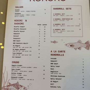 Kokoro Handroll Bar - Food menu - Sushi Bars Near Me - The Woodlands, Texas