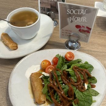 BKK thai kitchen + bar - Salad w peanut dressing. Chicken w rice soup. Both available as part of the lunch specials. - Thai Near Me - Corpus Christi, Texas