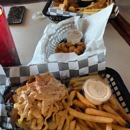 Nauti Burger, Fish and Chips, Cheese Balls (curds) Nauti Burger, Fish and Chips, Cheese Balls (curds)