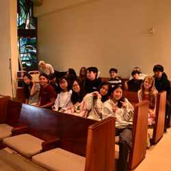 First Lutheran School - 7th grade at morning chapel