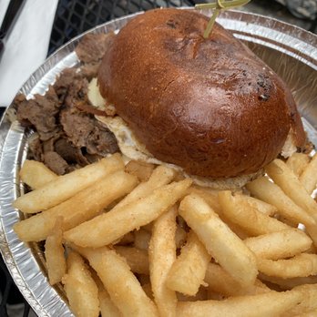 Eggcellent Cafe - Philly cheesesteak breakfast sandwich w fries - Coffee & Tea Near Me - Philadelphia, Pennsylvania