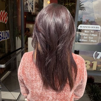 Le Nam Beauty Salon - Color: Dark Cherry with touch of highlights - Hair Salons Near Me - Westminster, California Le Nam Beauty Salon - Color: Dark Cherry with touch of highlights - Hair Salons Near Me - Westminster, California