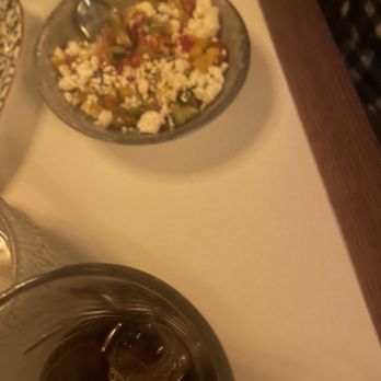 AMBAR Restaurant, Chicago - Mediterranean salad. Use the bread.  Or you can use the bread on the spreads which is what it's intended for. Also amazing ! - Desserts Near Me - Chicago, Illinois