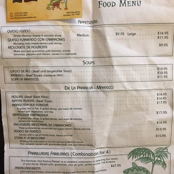 Don Carlo's Restaurant - a menu for mexican food - Mexican Near Me - Houston, Texas