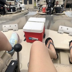 Island Skiff Adventure Tours - There's a cooler that you can use. They provide ice & 2 bottles of water (1 for each person). And the dry storage box is behind your seat.