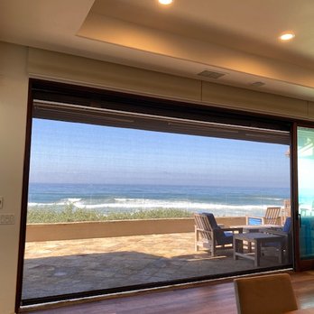 Sun Control Products - electric retractable external screen from interior view - Awnings Near Me - San Diego, California