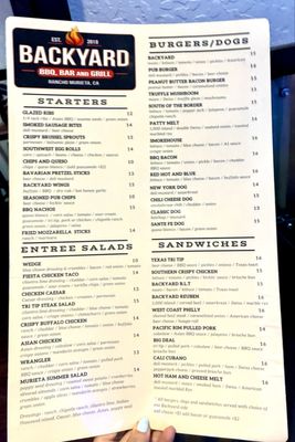 Menu photo 2 The Backyard Rancho Murieta, CA