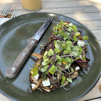 Sunday - Mushroom, goat cheese, pesto on sourdough - Breakfast & Brunch Near Me - St Augustine, Florida