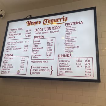 Nenes Taqueria - Menu 8/2023 - Mexican Near Me - Brooklyn, New York