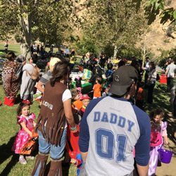 Calabasas Klubhouse Preschool - Part of the view of our Halloween Pot Luck! It's great to use our land for school celebrations.