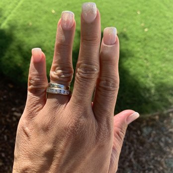 Nails Done By Vee - Dip powder manicure with square tips and glitter ombré. - Nail Salons Near Me Nails Done By Vee - Dip powder manicure with square tips and glitter ombré. - Nail Salons Near Me