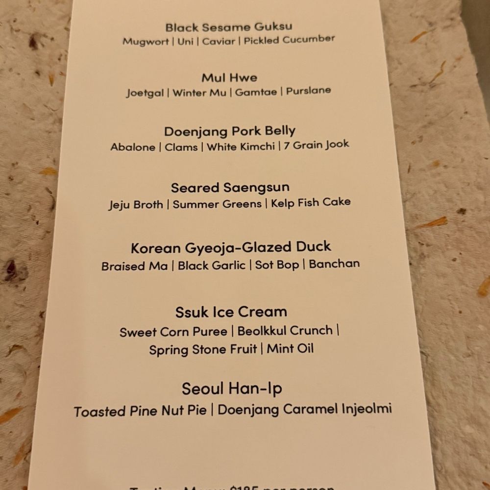SHIA - Tasting menu 7-5-2025 - Korean Near Me - Washington, DC, District of Columbia