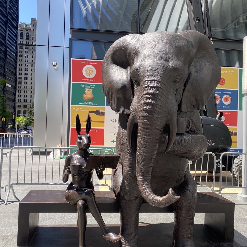 Oculus - Sculpture by Gillie and Marc 2023. Rabbitwoman and elephant - Landmarks & Historical Buildings Near Me - New York, New York Oculus - Sculpture by Gillie and Marc 2023. Rabbitwoman and elephant - Landmarks & Historical Buildings Near Me - New York, New York