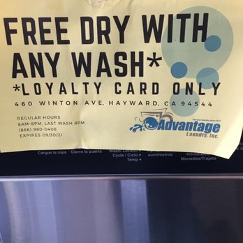 Advantage Laundry - Current promo posted on almost every washer. - Laundromat Near Me - Hayward, California