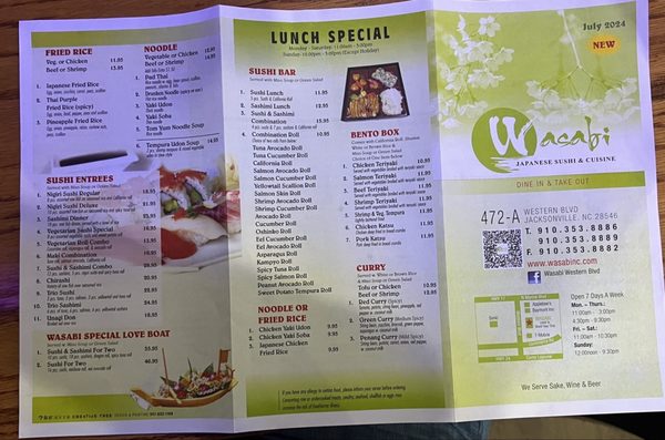 Menu photo 1 Wasabi Jacksonville, NC
