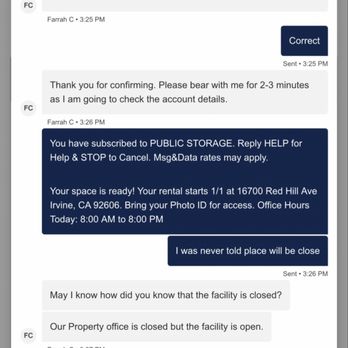 Public Storage - Costumer support chat - Self Storage Near Me - Irvine, California