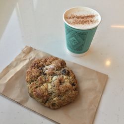 Pacific Farms Market - Buckwheat sour cherry scone, ginger-spiced chai