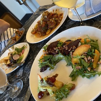 Famille - Grilled Peach salad, ratatouille and Brie croquettes - New American Near Me - Westminster, Colorado Famille - Grilled Peach salad, ratatouille and Brie croquettes - New American Near Me - Westminster, Colorado