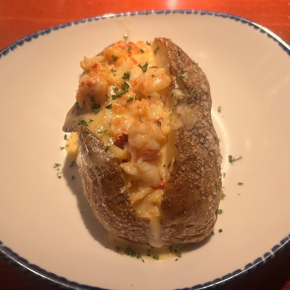 Lobster stuffed baked potato $8 very tiny Lobster stuffed baked potato $8 very tiny