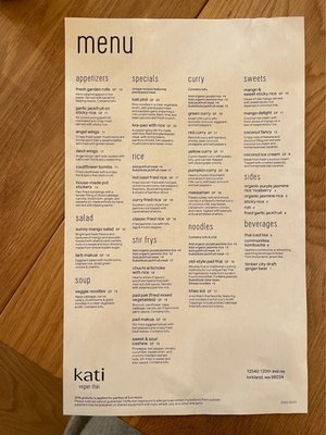 Menu photo 4 Kati Vegan Thai Kirkland, WA