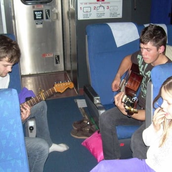 Amtrak - Another band jamming guitars & harmonica on the 'party train', the last cart. This was a fun trip on the Coast Starlight. - Train Stations Near Me - Emeryville, California Amtrak - Another band jamming guitars & harmonica on the 'party train', the last cart. This was a fun trip on the Coast Starlight. - Train Stations Near Me - Emeryville, California