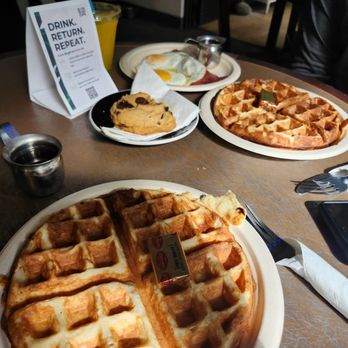 Salt and Sugar Cafe and Bakery - Traditional waffle and the bacon combo - Coffee & Tea Near Me - Seattle, Washington Salt and Sugar Cafe and Bakery - Traditional waffle and the bacon combo - Coffee & Tea Near Me - Seattle, Washington