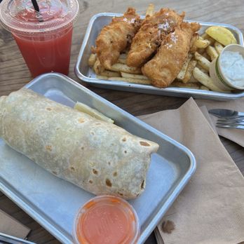 Hook Fish - Poke Burrito & fish and chips w/ watermelon aqua Fresca. - Seafood Near Me - San Francisco, California